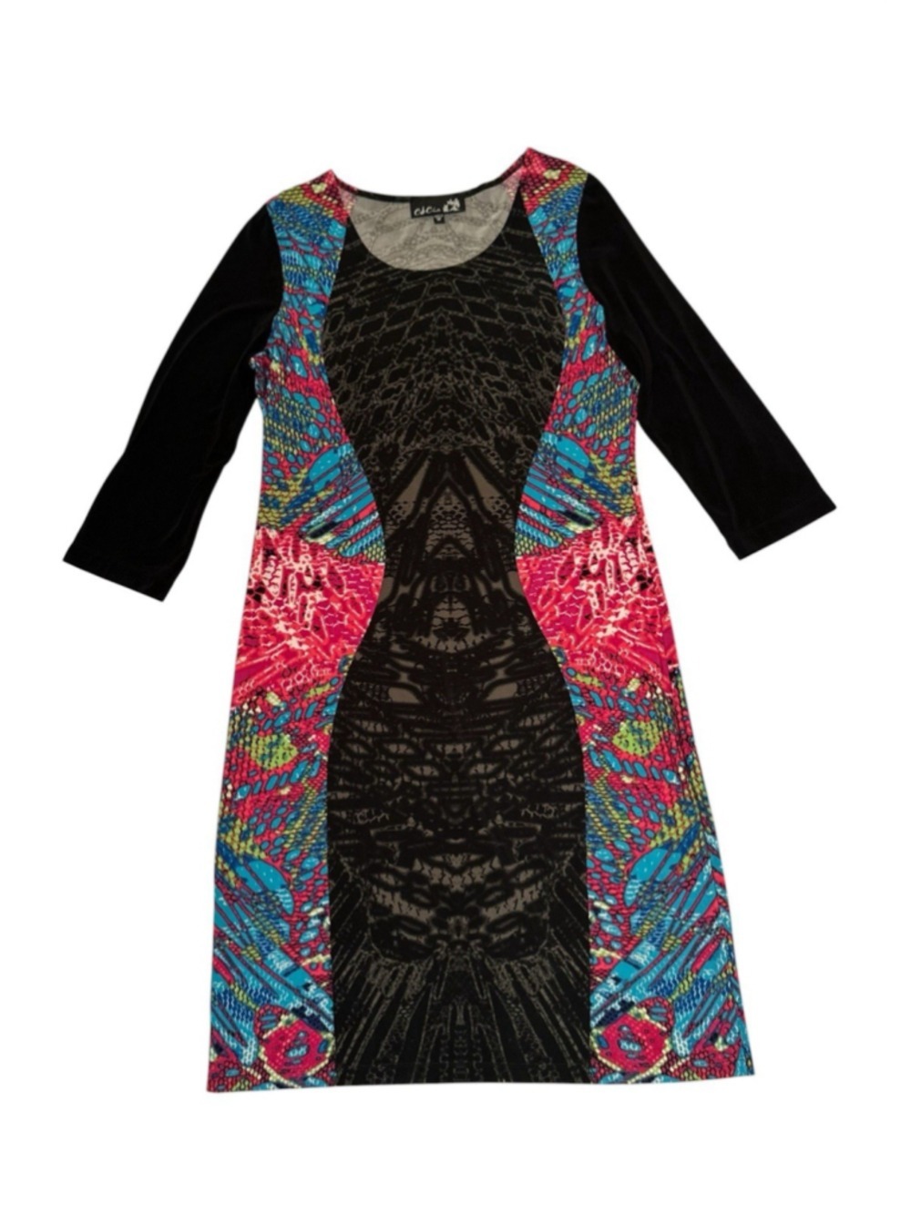 CSC Studio Hippie Summer Shift Dress Womens Size Medium Multicolored 3/4 Sleeves